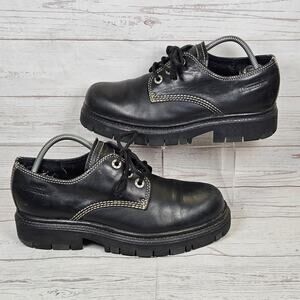 London Underground Shoes Men’s Black 9M Leather Chunky Lug Sole Oxfords *Wear